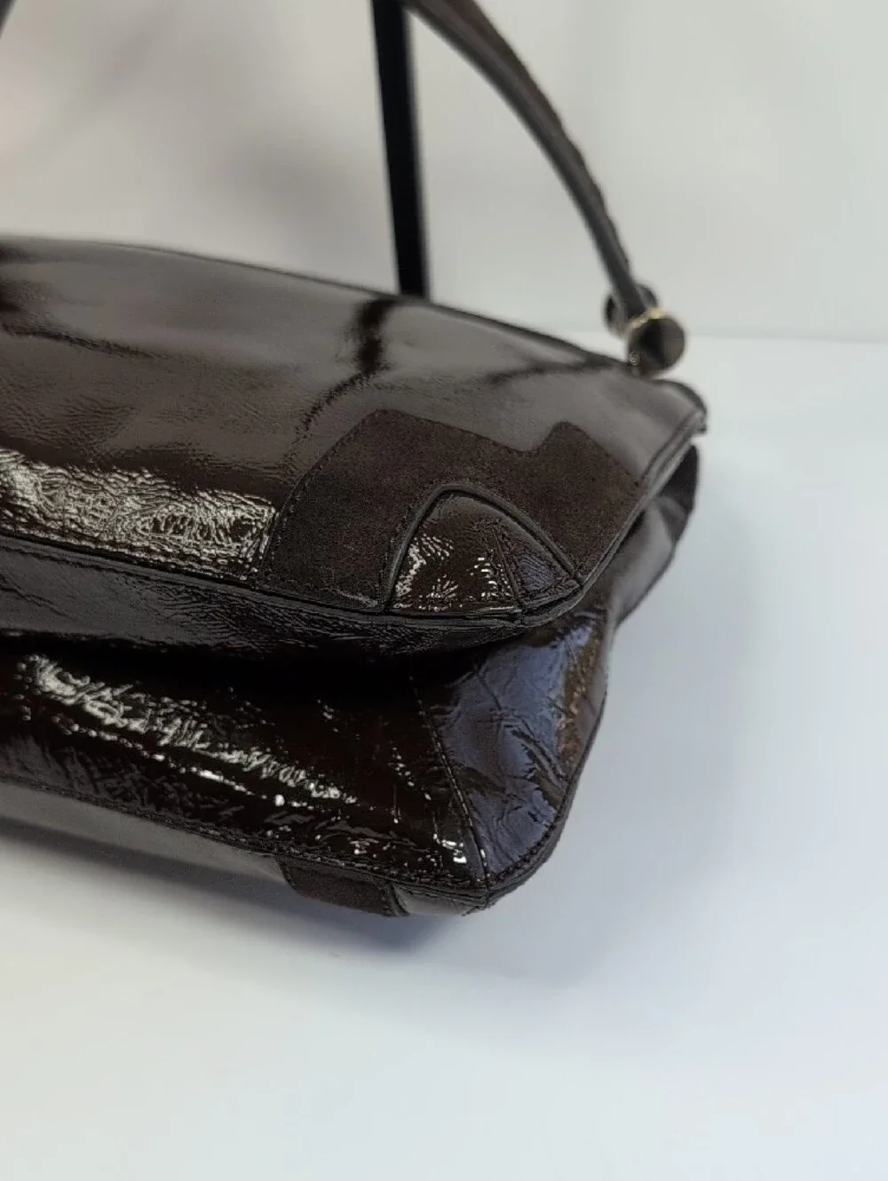 Anya Hindmarch Dark Brown Patent Leather And Suede Shoulder Bag - Picture 9 of 16